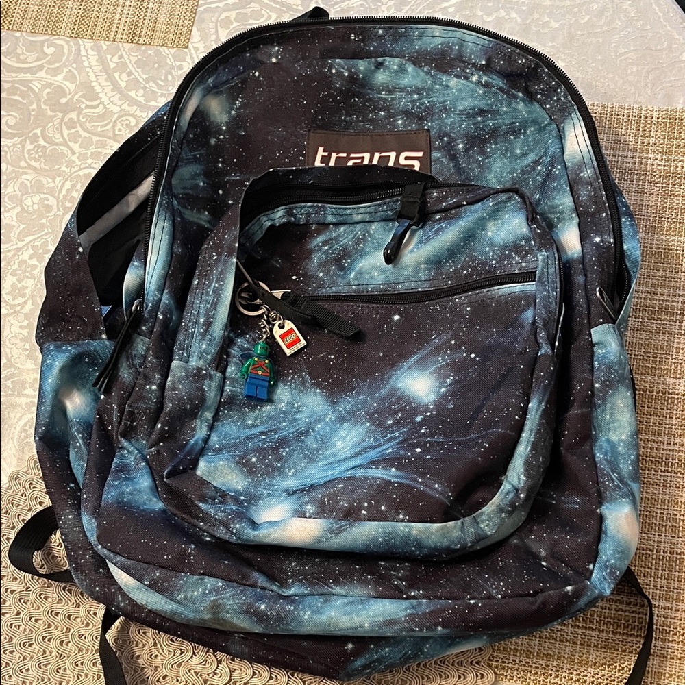 Trans by JanSport SuperMax Backpack 36L Multi Blue Galaxy Cosmos Print in EUC